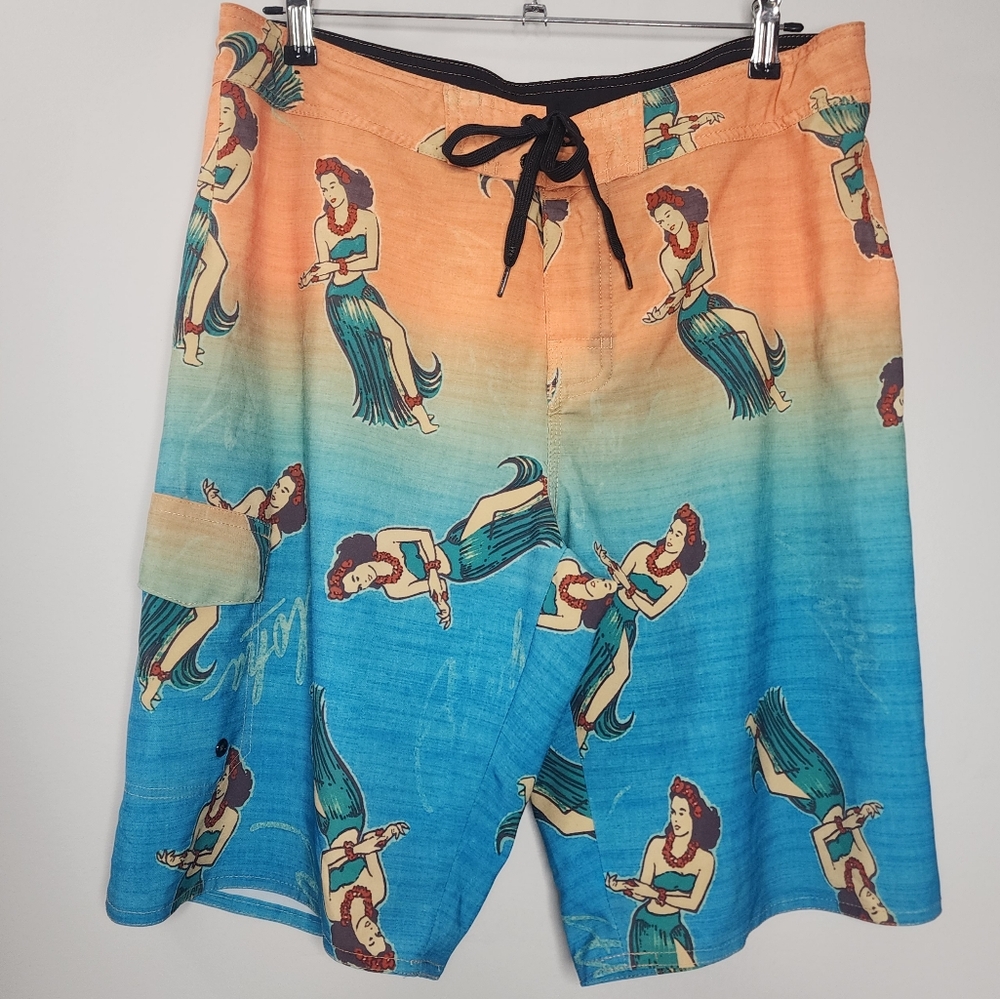 HANG TEN‎ HAWAII BOARD SHORTS Hawaiian Print Swim Mens 34